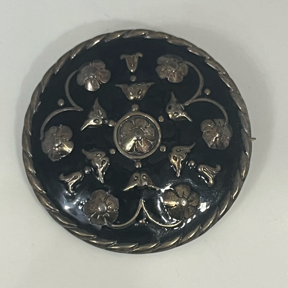 Andresen & Scheinpflug Norway vintage Sterling Silver Black Enamel Brooch pin - Picture 4 of 16